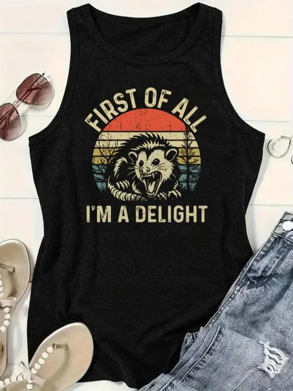 Women's Casual Tank Top – Letter Print, Sleeveless & Versatile