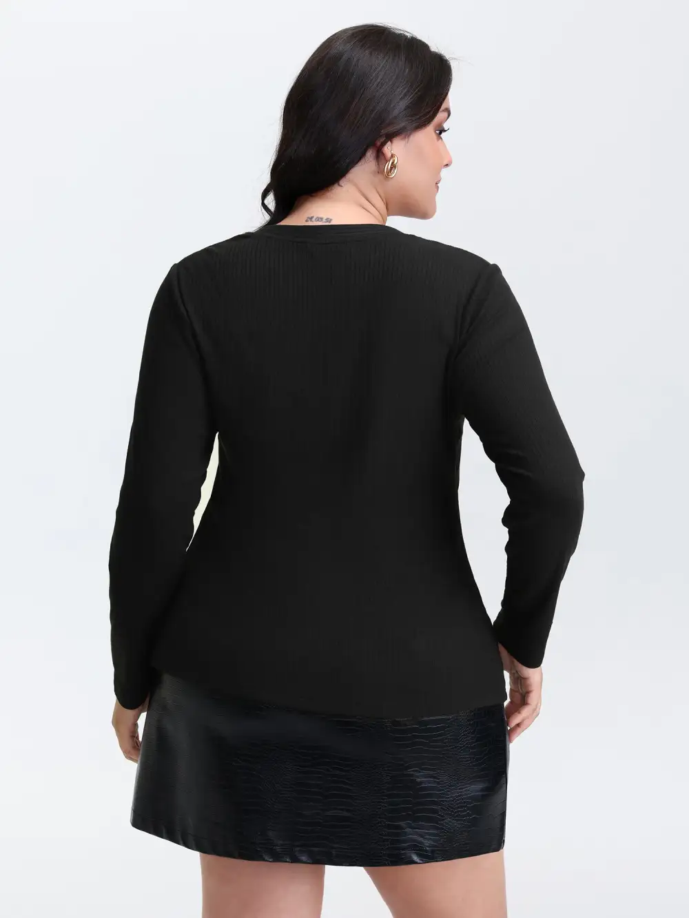 Supersoft Metallic Button Solid Knit Top