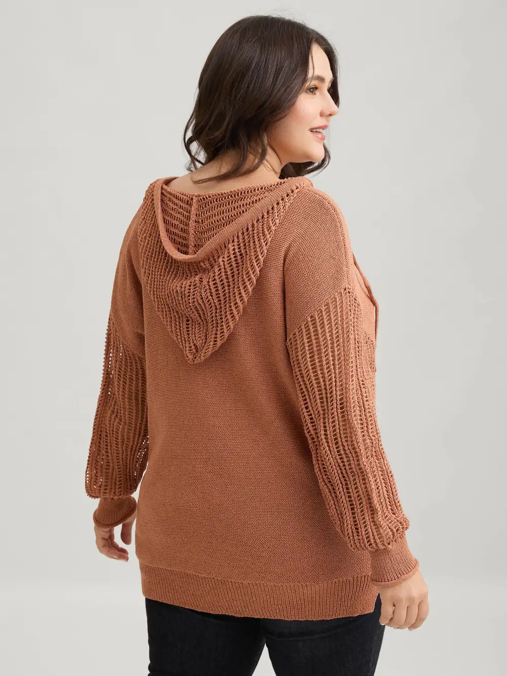 Hooded Drawstring Cut Out Pocket Pullover