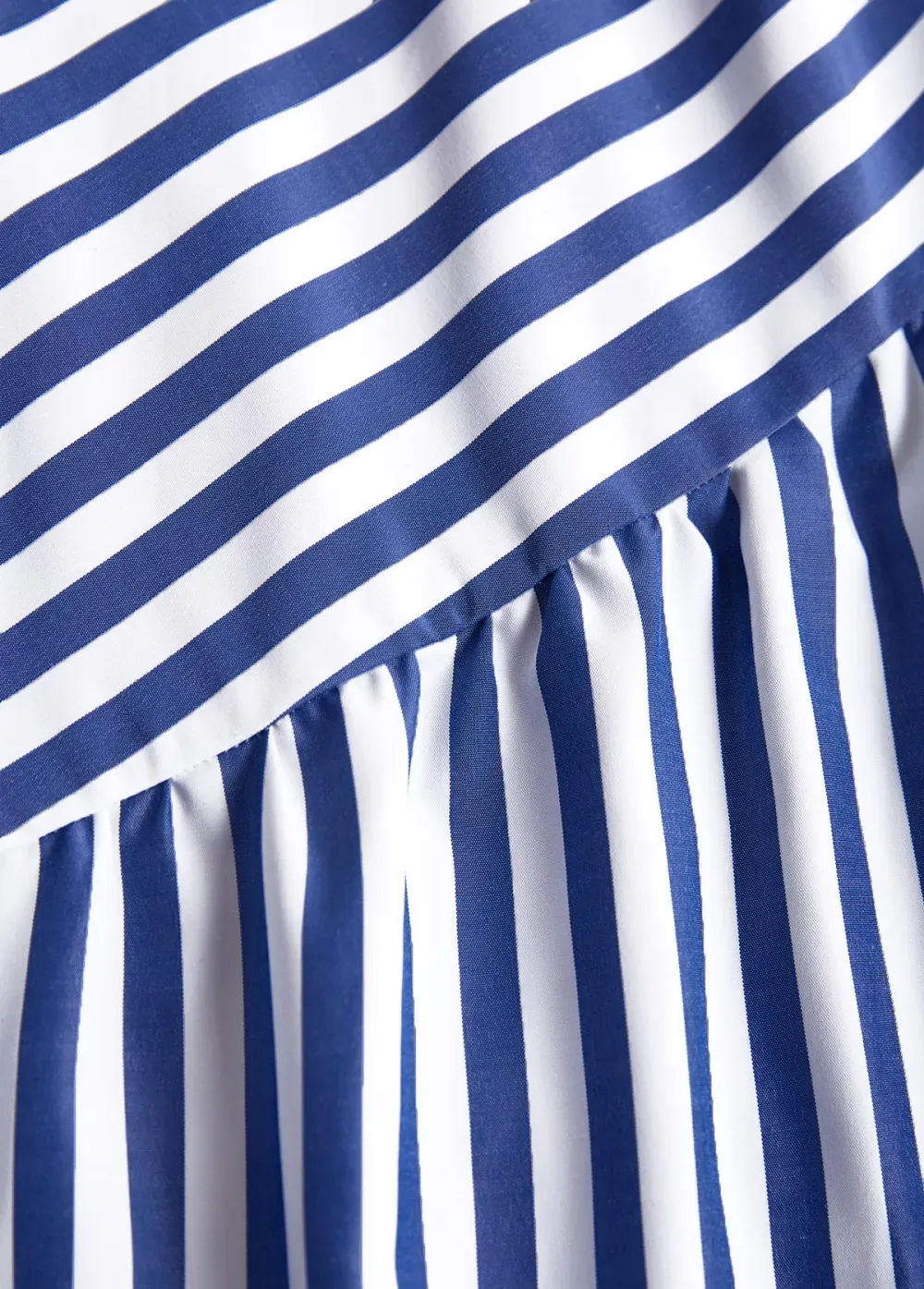 Blue Patchwork Striped A Line Sleeveless V Neck Dress