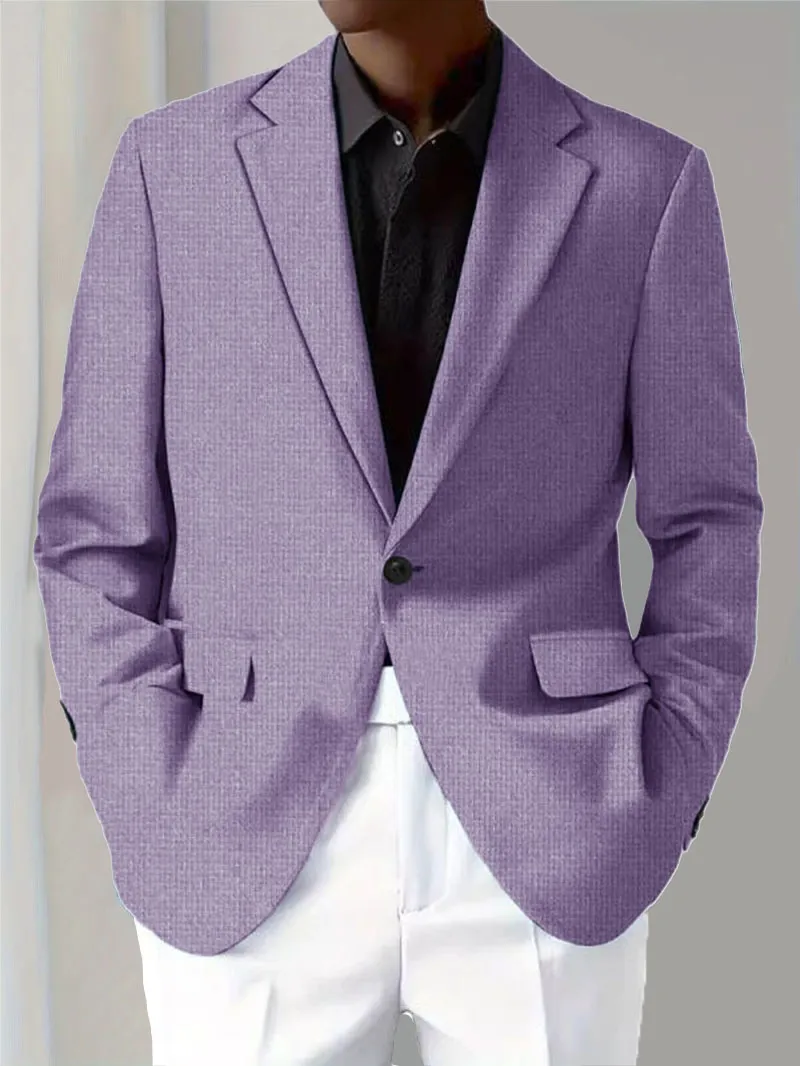 Men's Casual Solid Notch Lapel One Button Blazer
