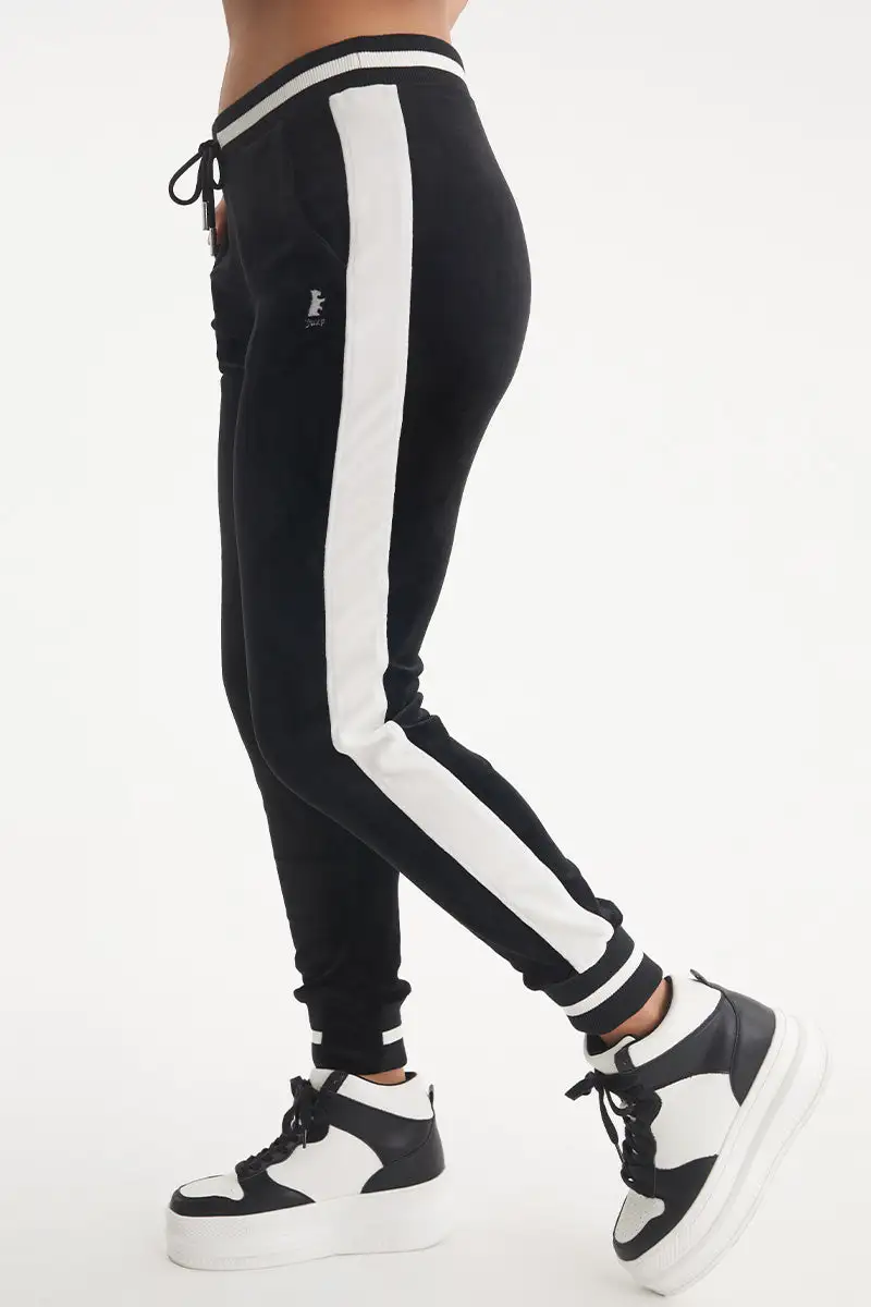 Contrast Rib Velour Joggers