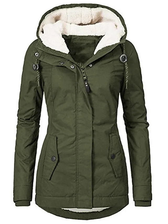 Women's Parka Street Fall Winter Puffer Jacket Long Coat Windproof Warm 3 in 1 Loose Casual Sports Jacket Long Sleeve Solid Color Zipper Purple Blushing Pink Waterpoof Daily Wear Down Parkas  Lined