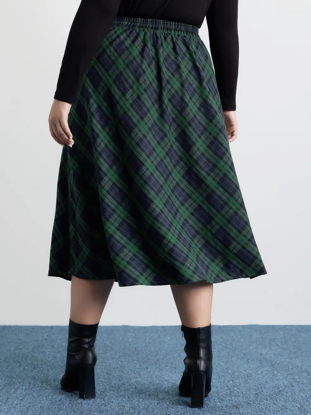 Plaid Stretchy Flowy Maxi Skirt