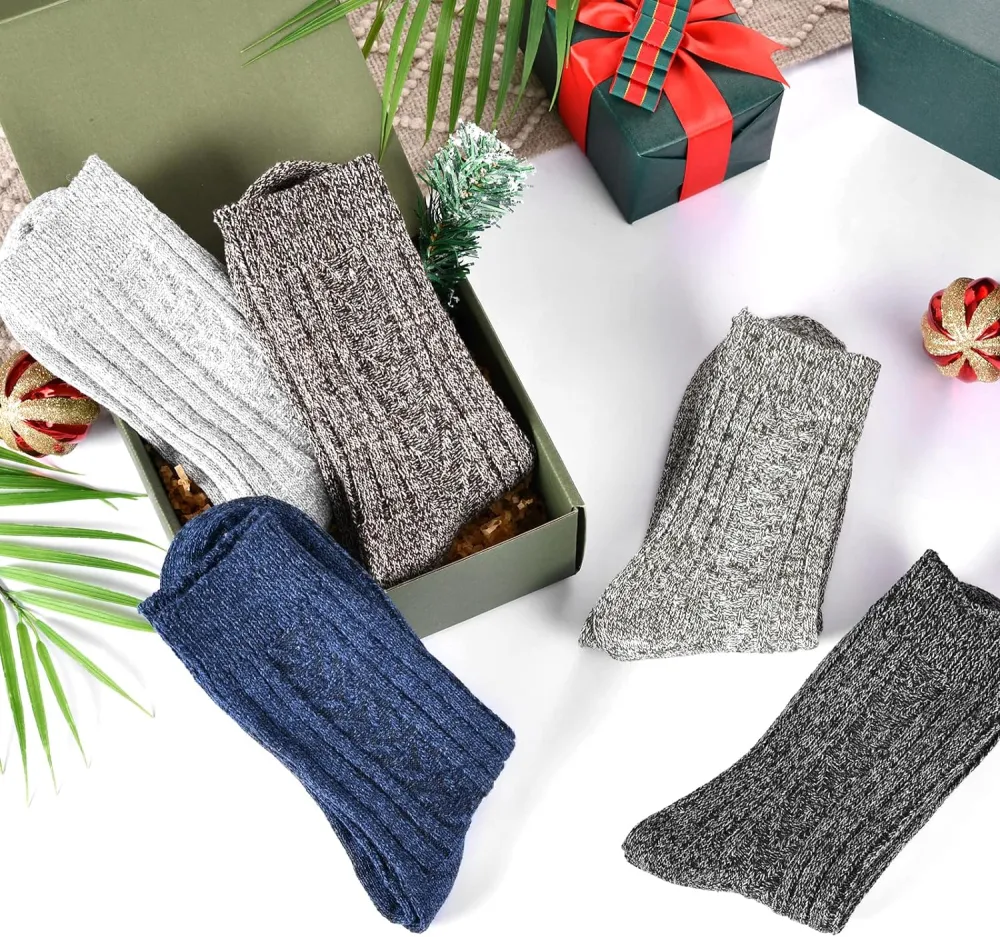 Clothirily Wool Socks- Thick Soft Wool Socks for Women, Vintage Warm Womens Wool Socks, Winter Warm Boot Socks for Women Men