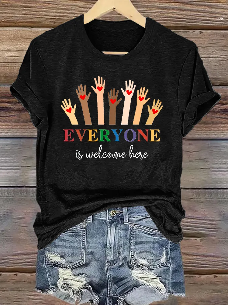 Women'S Everyone Is Welcome Here Printed T-Shirt