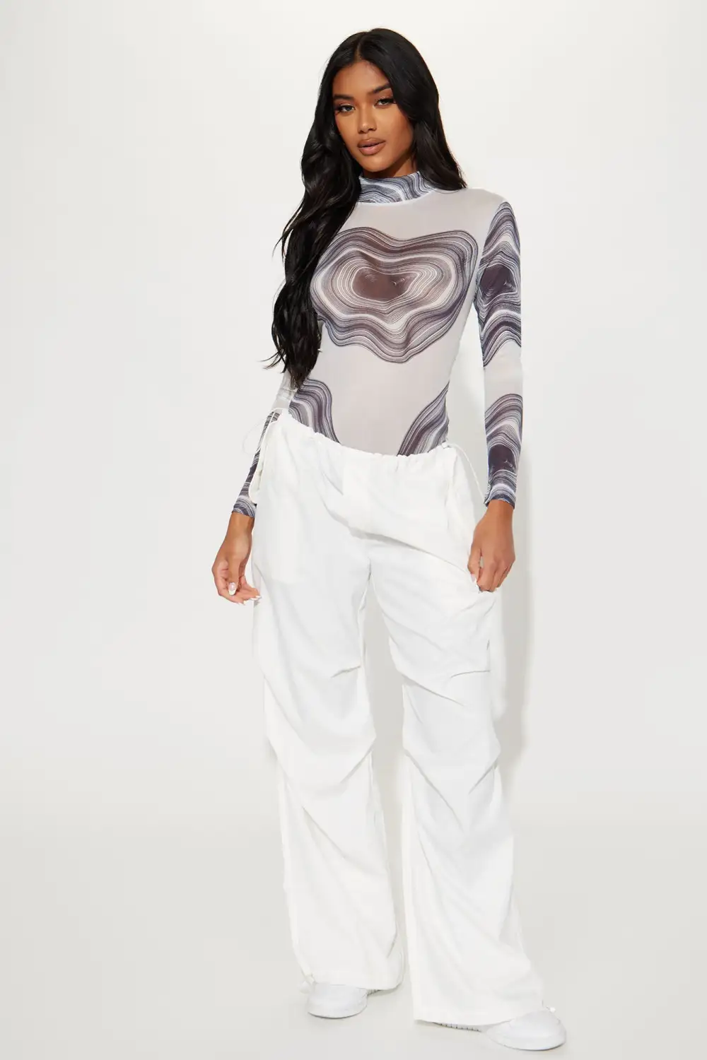 I'm The Vision Mesh Bodysuit - White/combo
