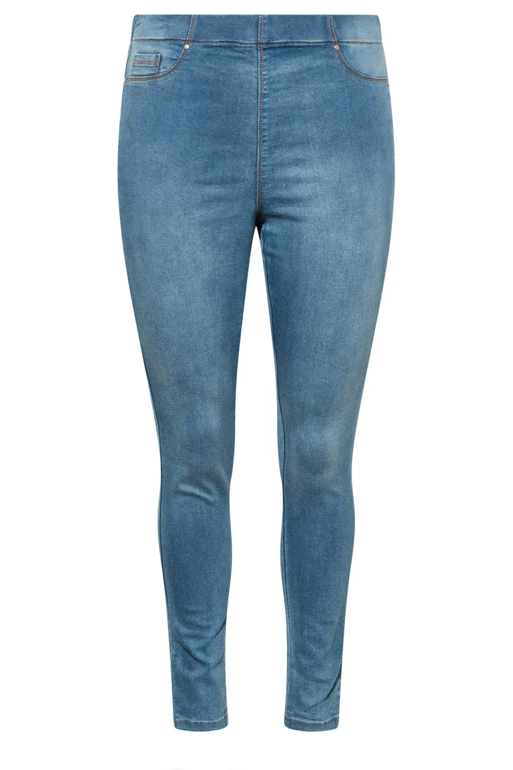 YOURS FOR GOOD Curve Indigo Blue Pull On Bum Shaper Stretch LOLA Jeggings