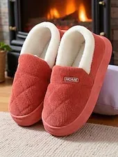 Women's Quilted Indoor Slippers with Faux Fur Lining – Warm Home Shoes for Winter and Cold Floors
