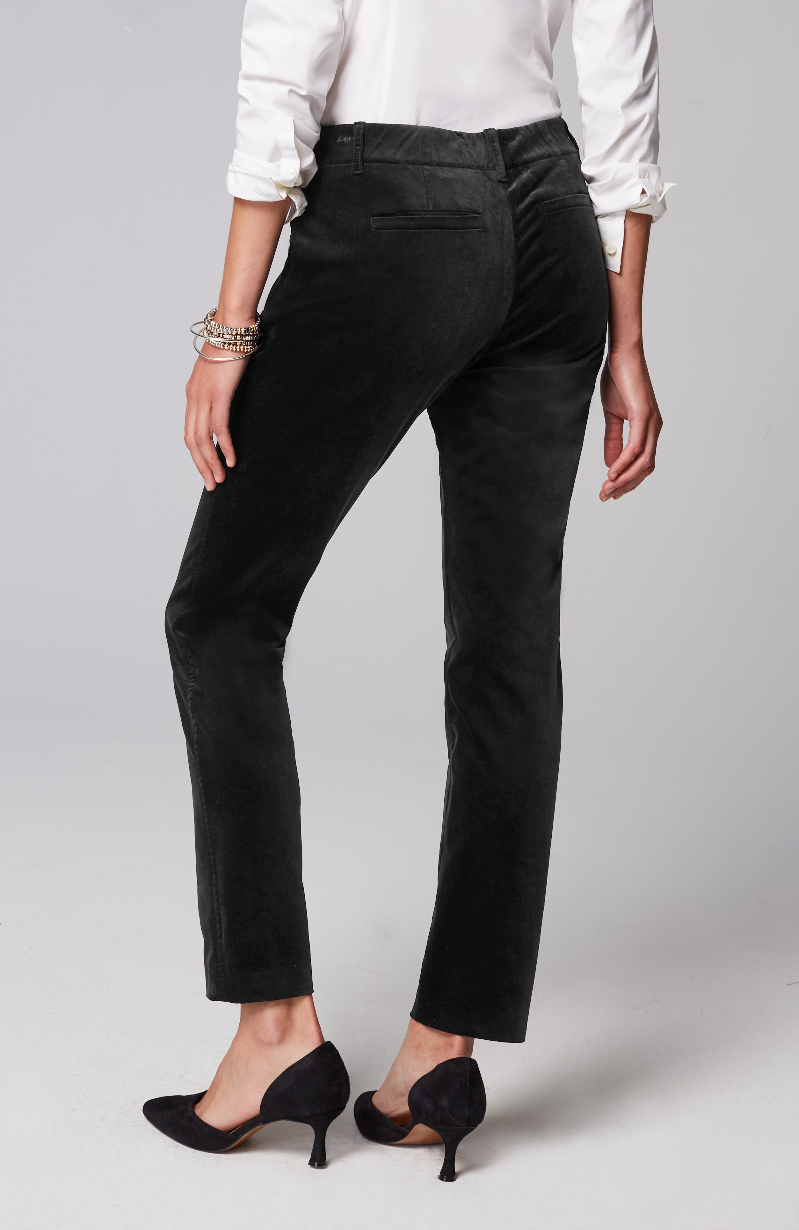 Velveteen-Stretch Slim-Leg Pants