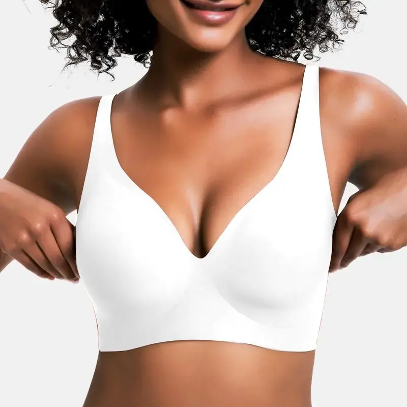 Jelly Wireless Seamless Push-Up Bra-Deep V, Wire-Free, Everyday Comfort