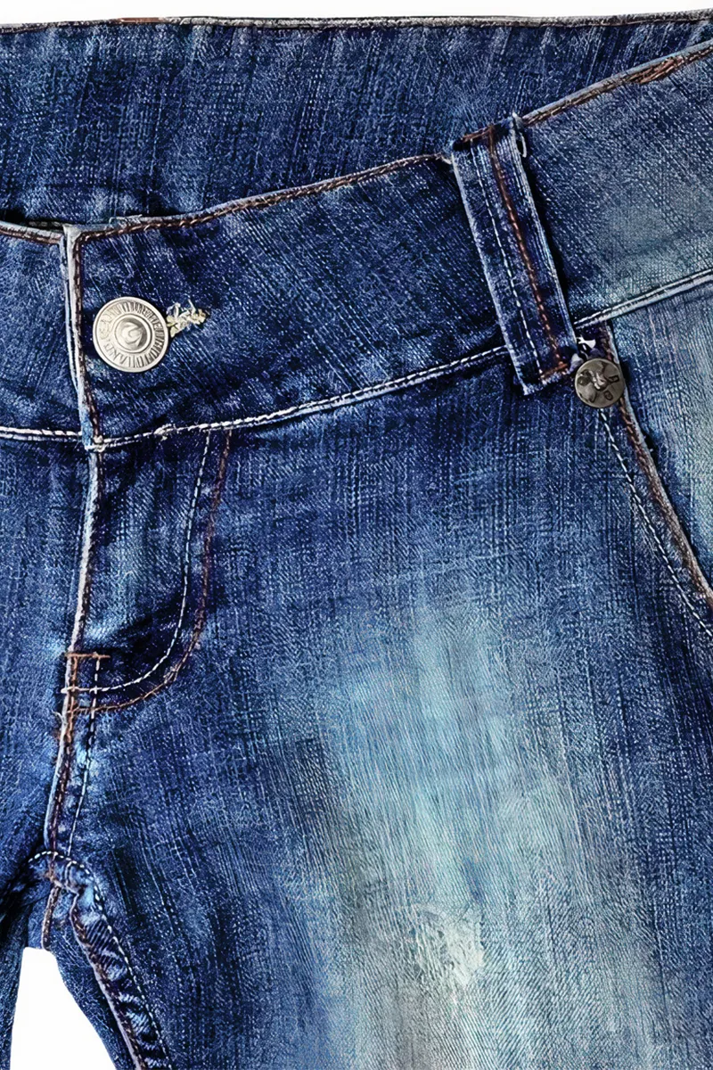 Slant Pocket Button Detail Low Waist Flare Jeans