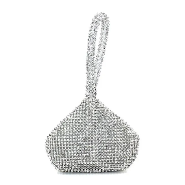 Women's Clutch Evening Bag for Evening Bridal Wedding Party with Rhinestone Solid Color in Silver Black Gold