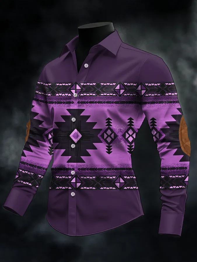 Men's Retro Western Print Casual Shirt