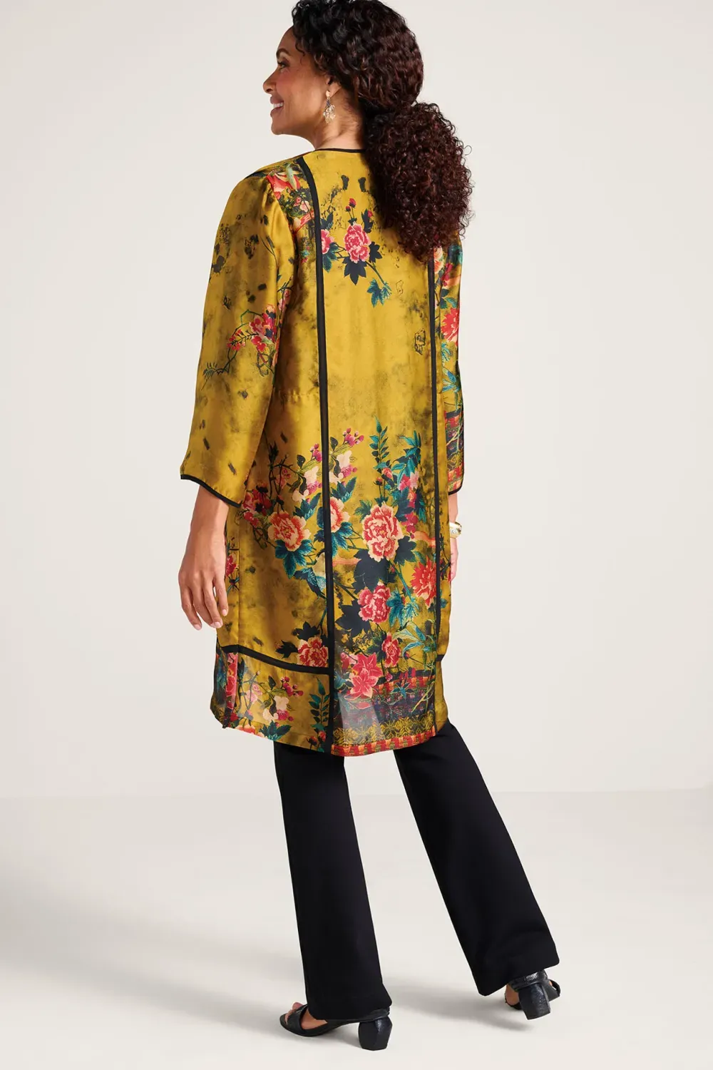 Hana 3/4 Sleeve Open Front Satin Topper