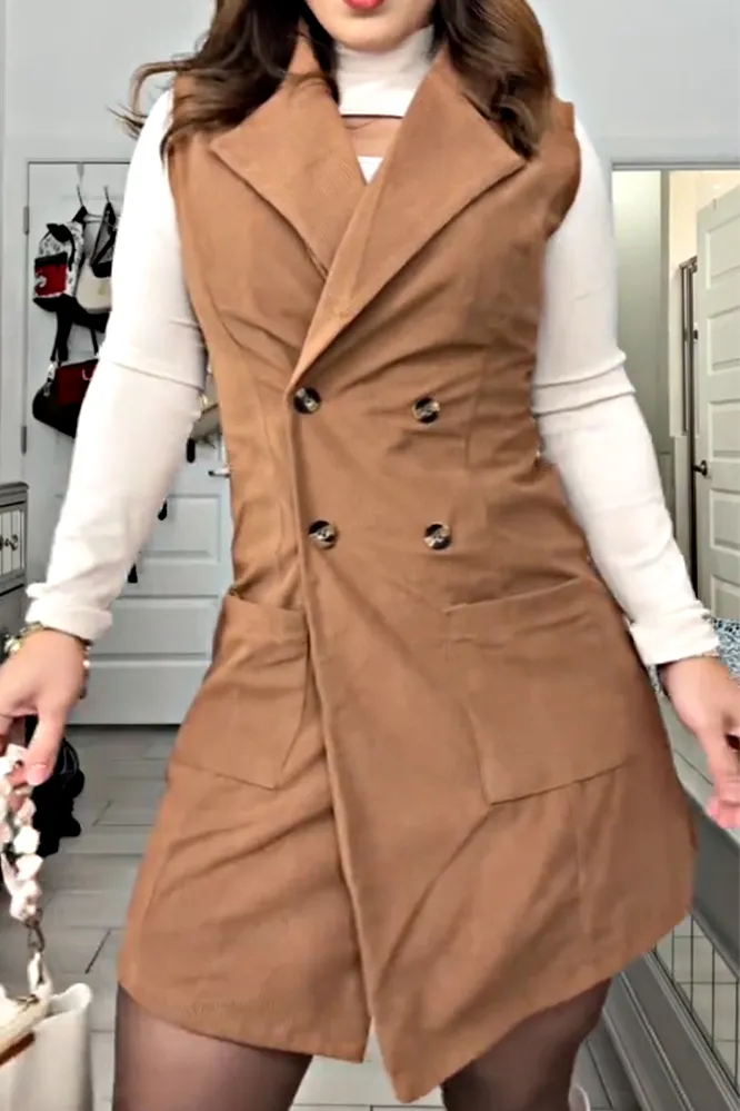Women's sleeveless corduroy vest jacket