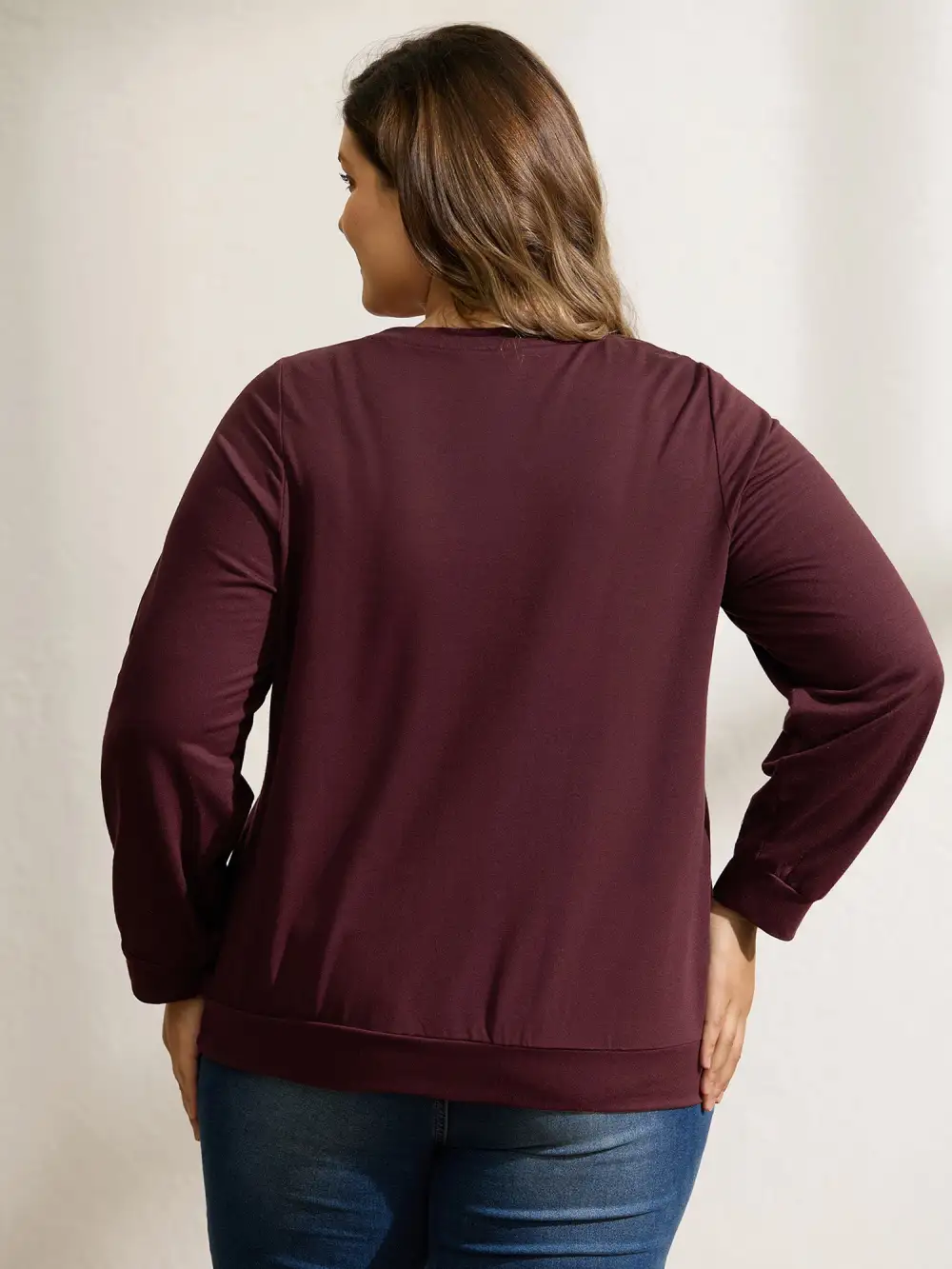 Half Floral Applique Embroidery Sweatshirt