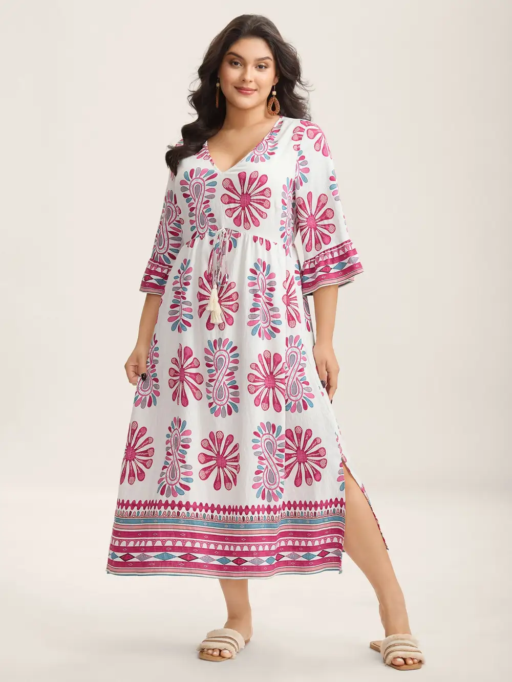Boho Drama Sheer A-Line Midi Dress