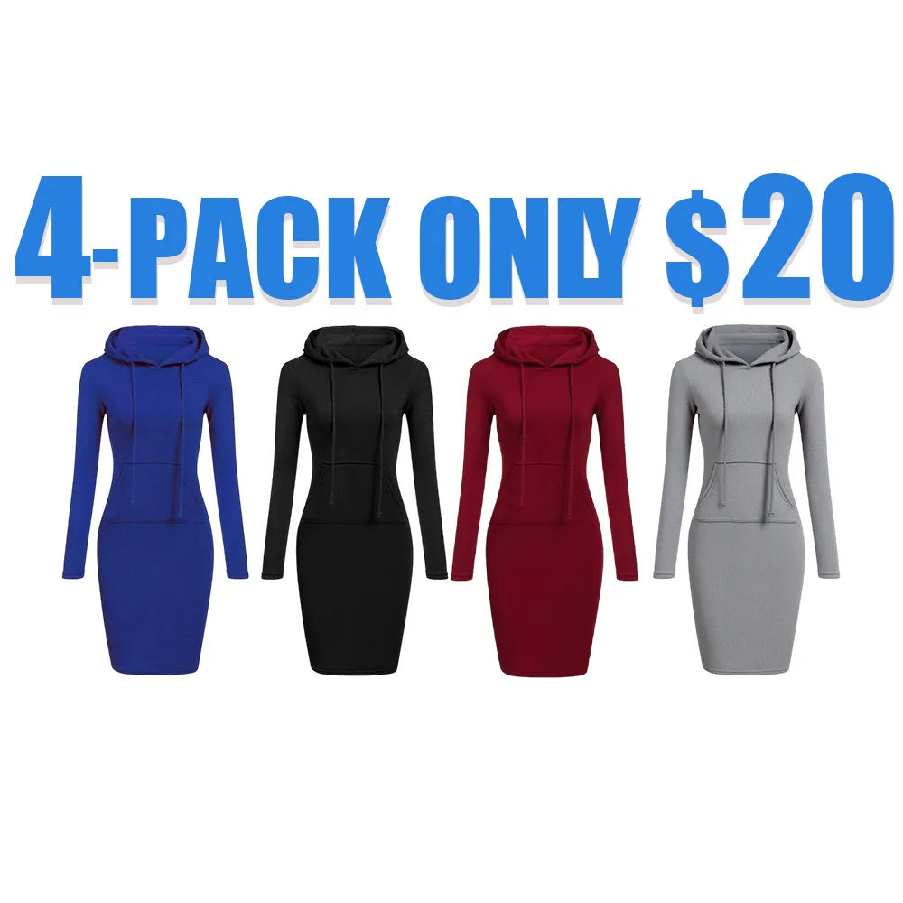 Autumn Casual Hooded Sweatshirt Dress for Women