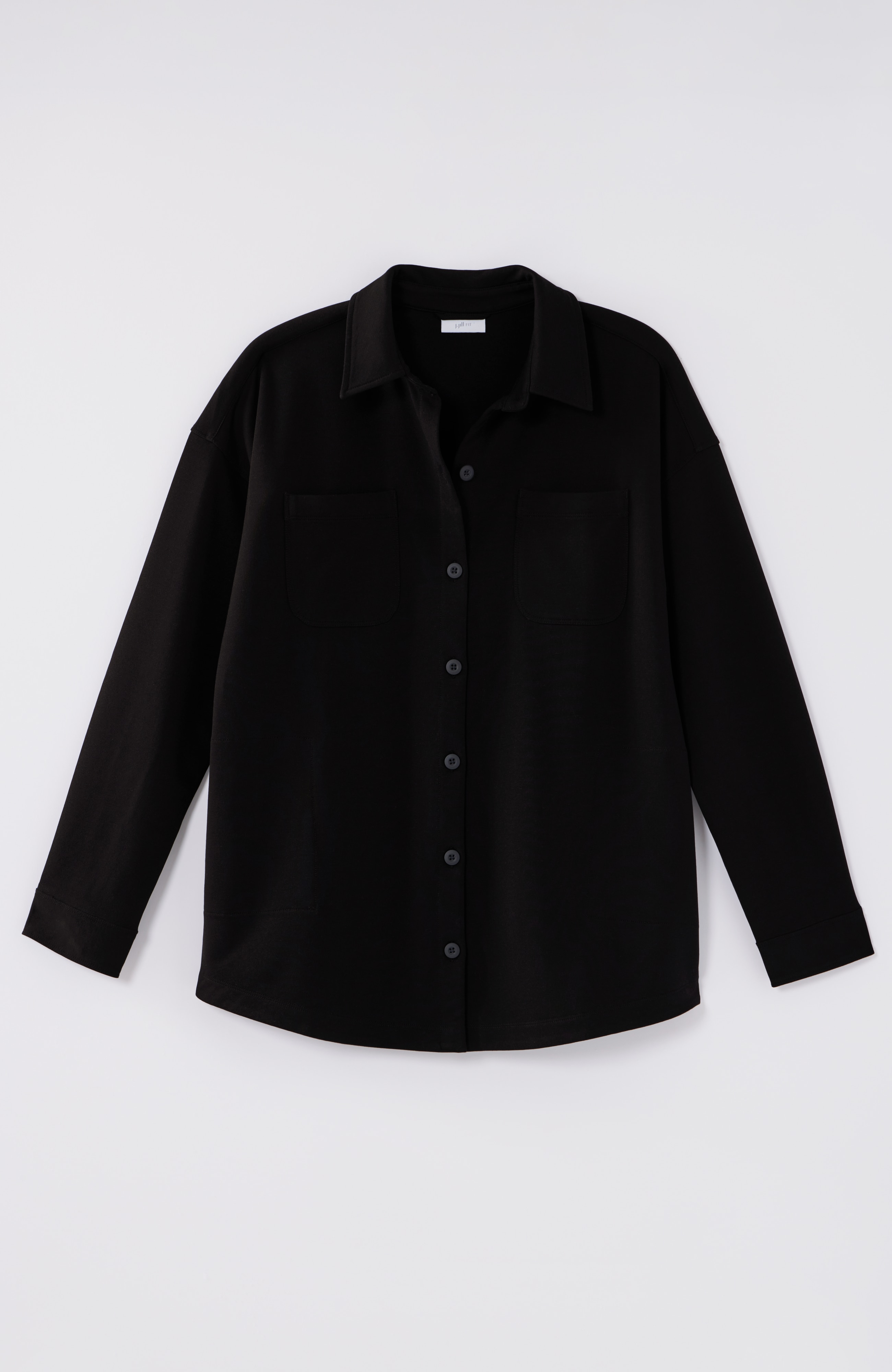 Fit French Terry Button-Front Shirt Jacket