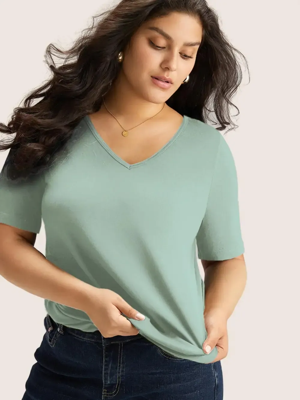 4 Pack Cotton V Neck Plain Basic T-shirt