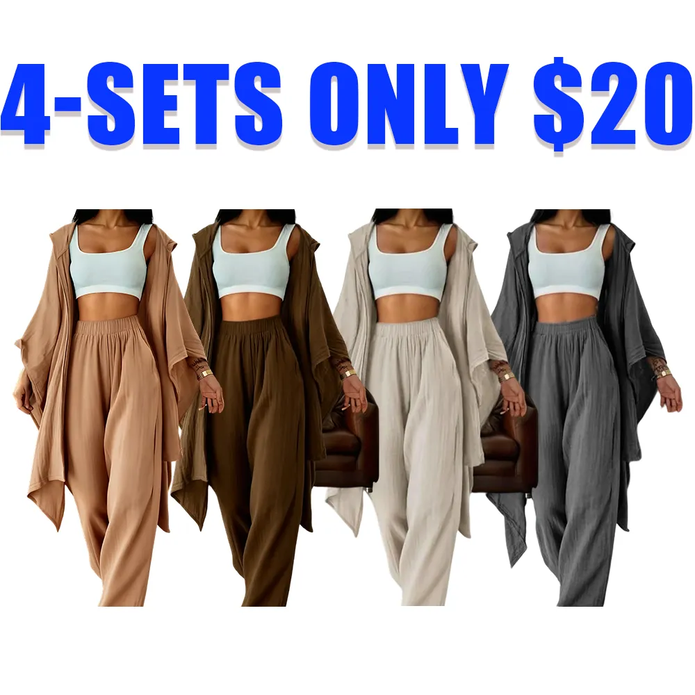 Women's Casual 2-Piece Set: Wide-Leg Pants + Loose Cardigan