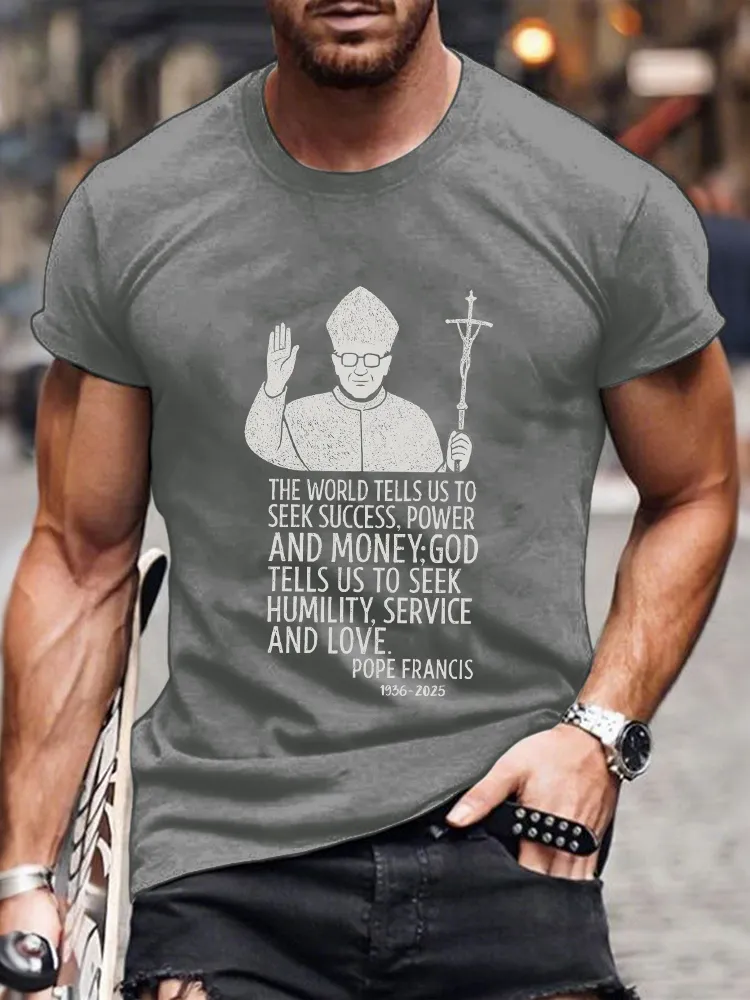Men's God Tells Us To Seek Humility Service And Love Print Short Sleeve Round Neck Cotton T-Shirt