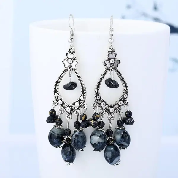 National Romantic Su Retro Long Carved Earrings