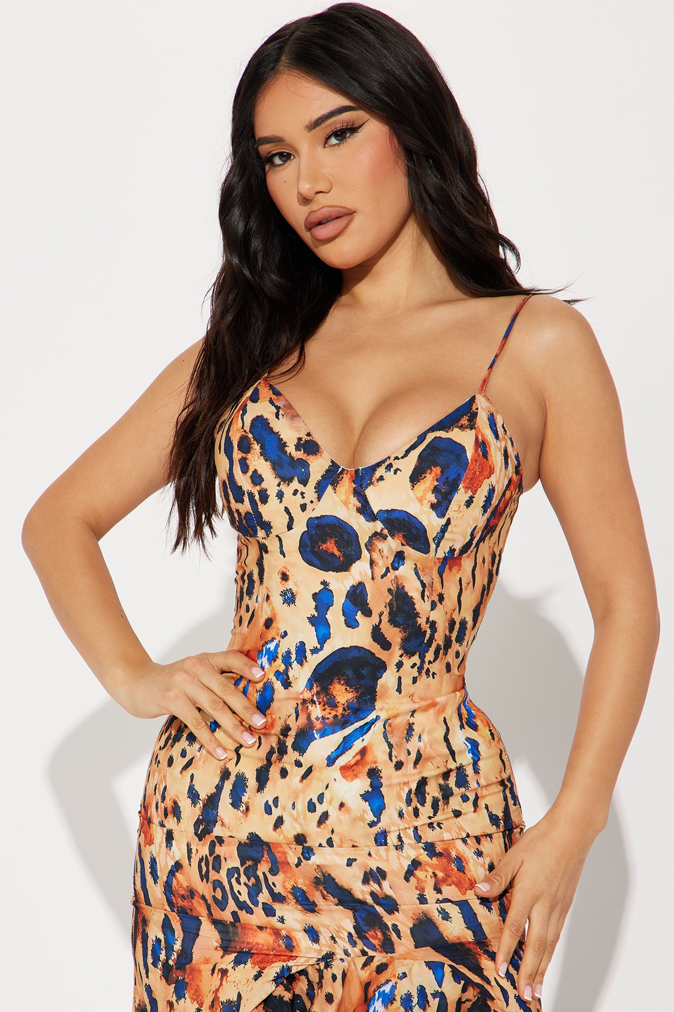 Fernanda Leopard Ruffle Maxi Dress - Multi Color