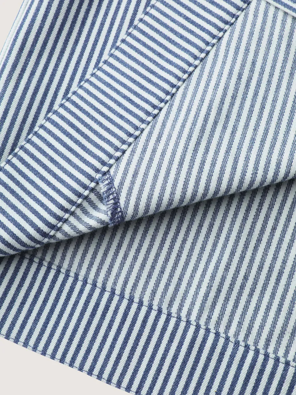 Denim Stripe Zipper-Front Jacket