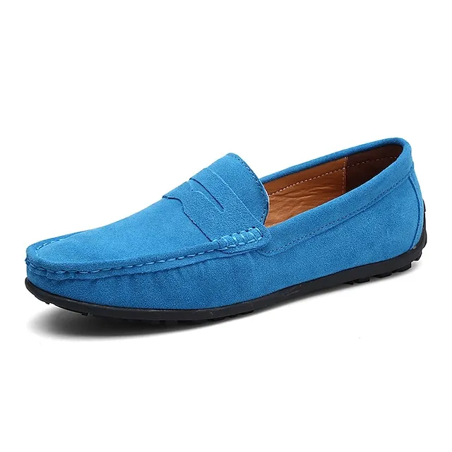 Men's Loafers & Slip-Ons Suede Shoes Comfort Shoes Driving Loafers Casual Outdoor Daily Suede Black Navy Blue Khaki Spring Summer