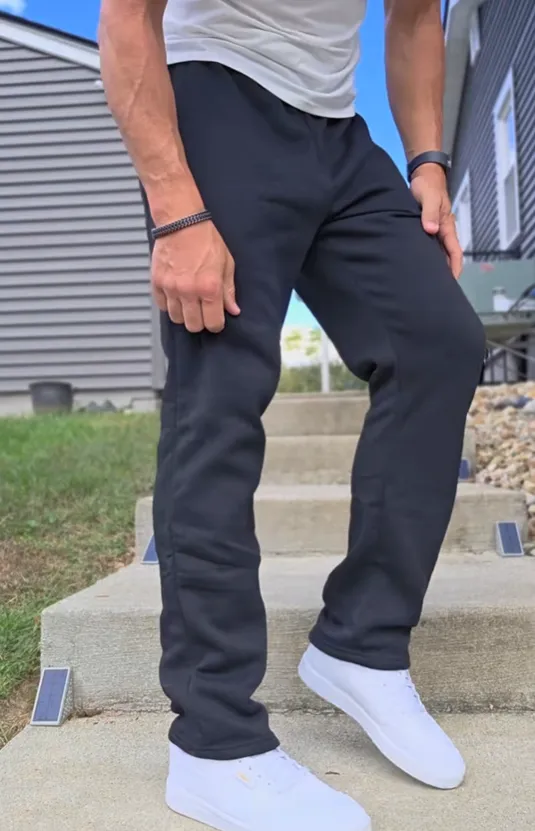 Mens Fleece Wide Leg Sweatpants