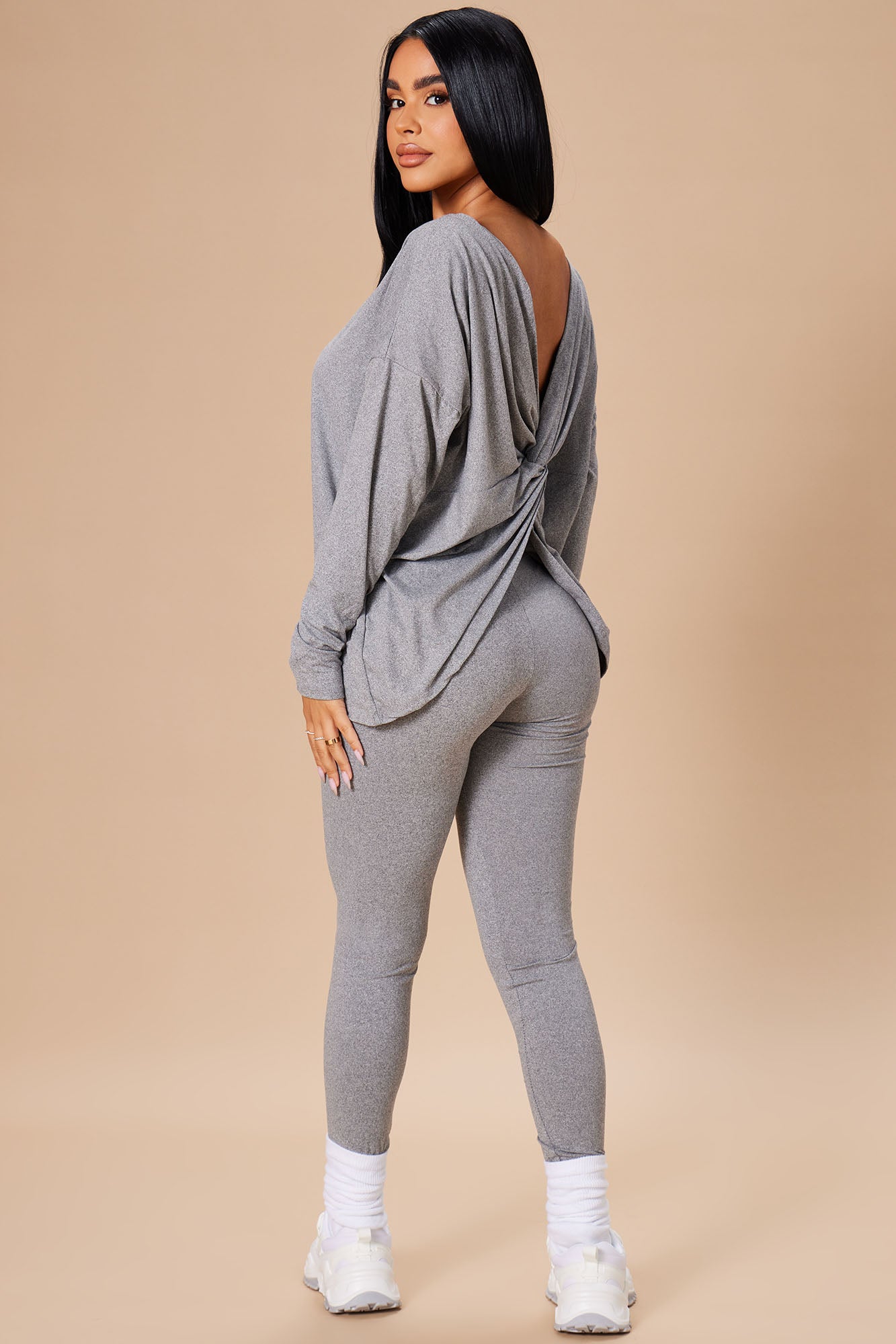 Don't Get This Twisted Pant Set - Heather Grey
