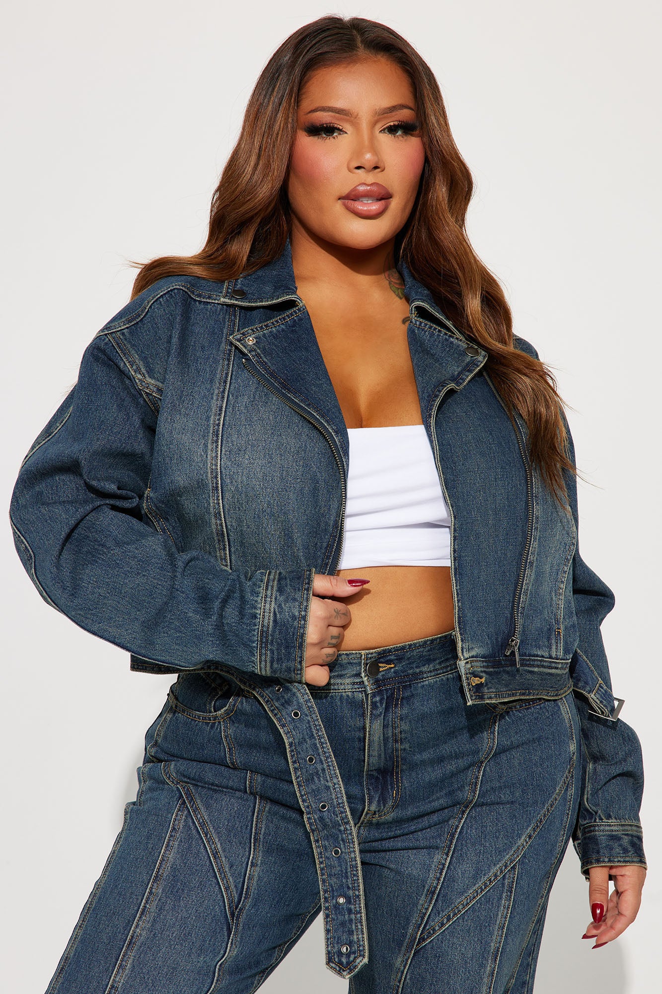 Natalya Denim Pant Set - Dark Wash