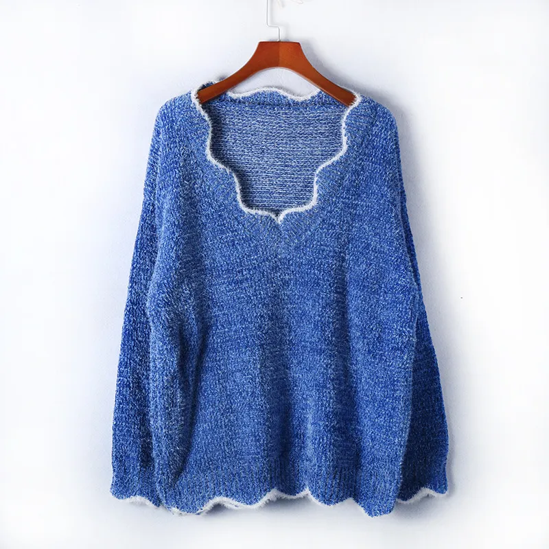 Wave Edge V-Neck Casual Sweater