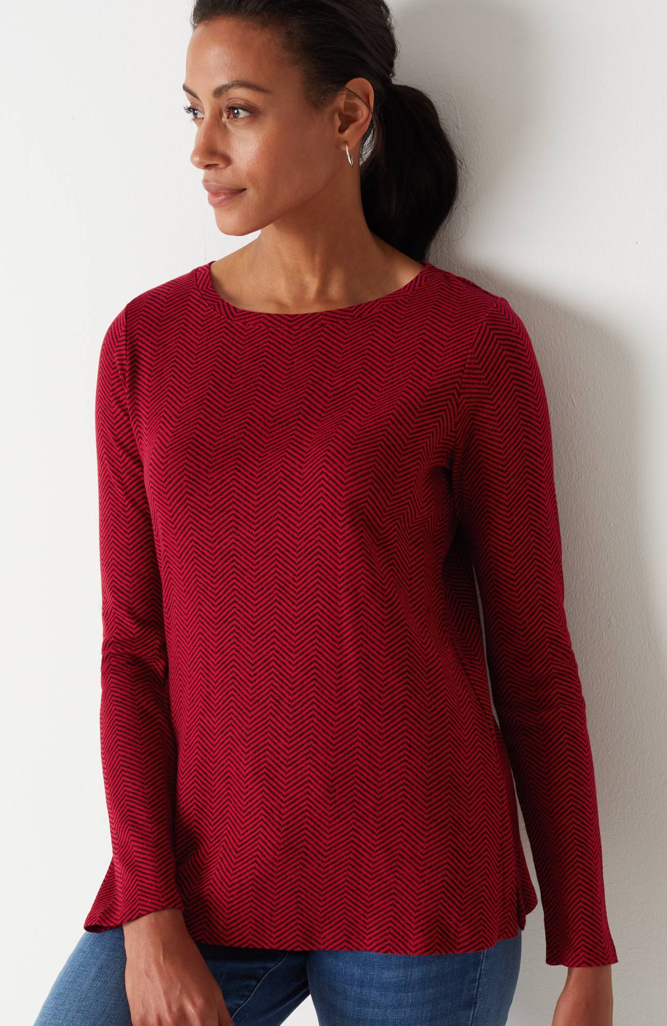 long-sleeve pima crew-neck tee