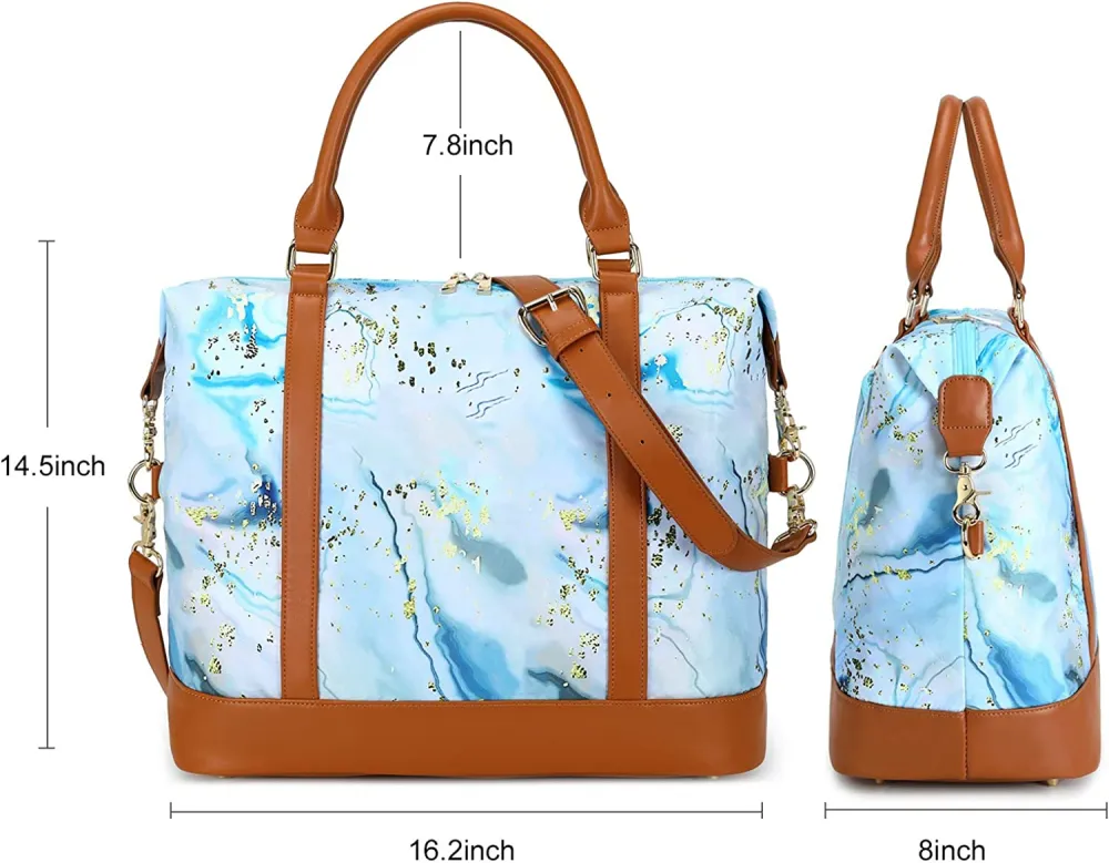 Ladies Canvas Weekender Bag Overnight Carry-on Tote Duffel in Trolley Handle