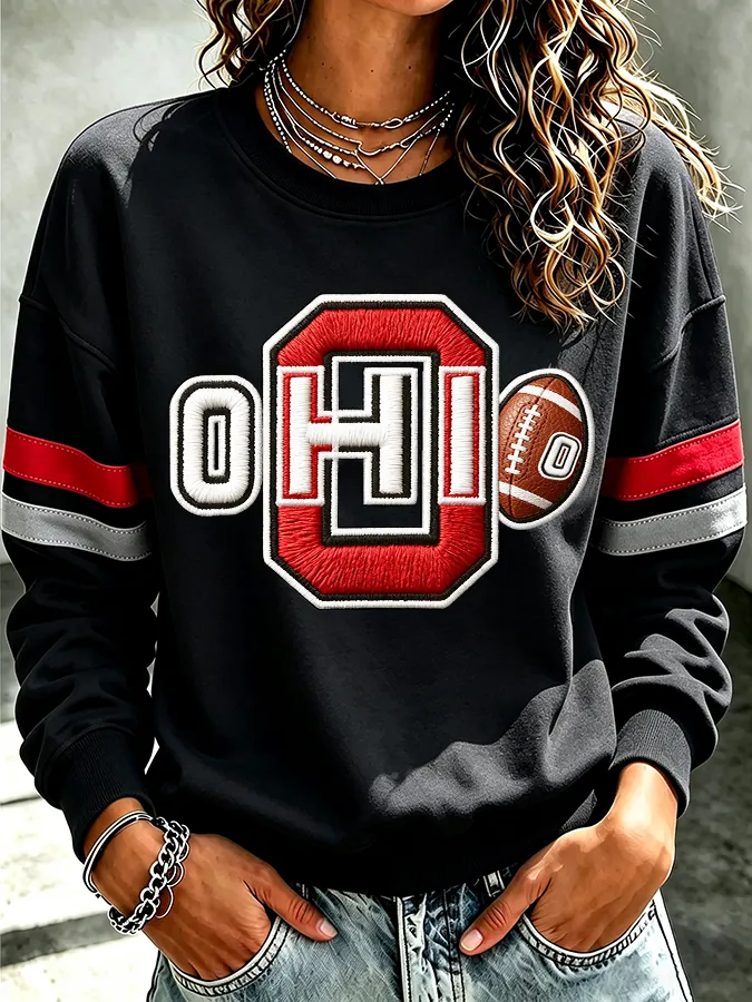 Ladies' Rugby Printed Round Neck T-Shirt