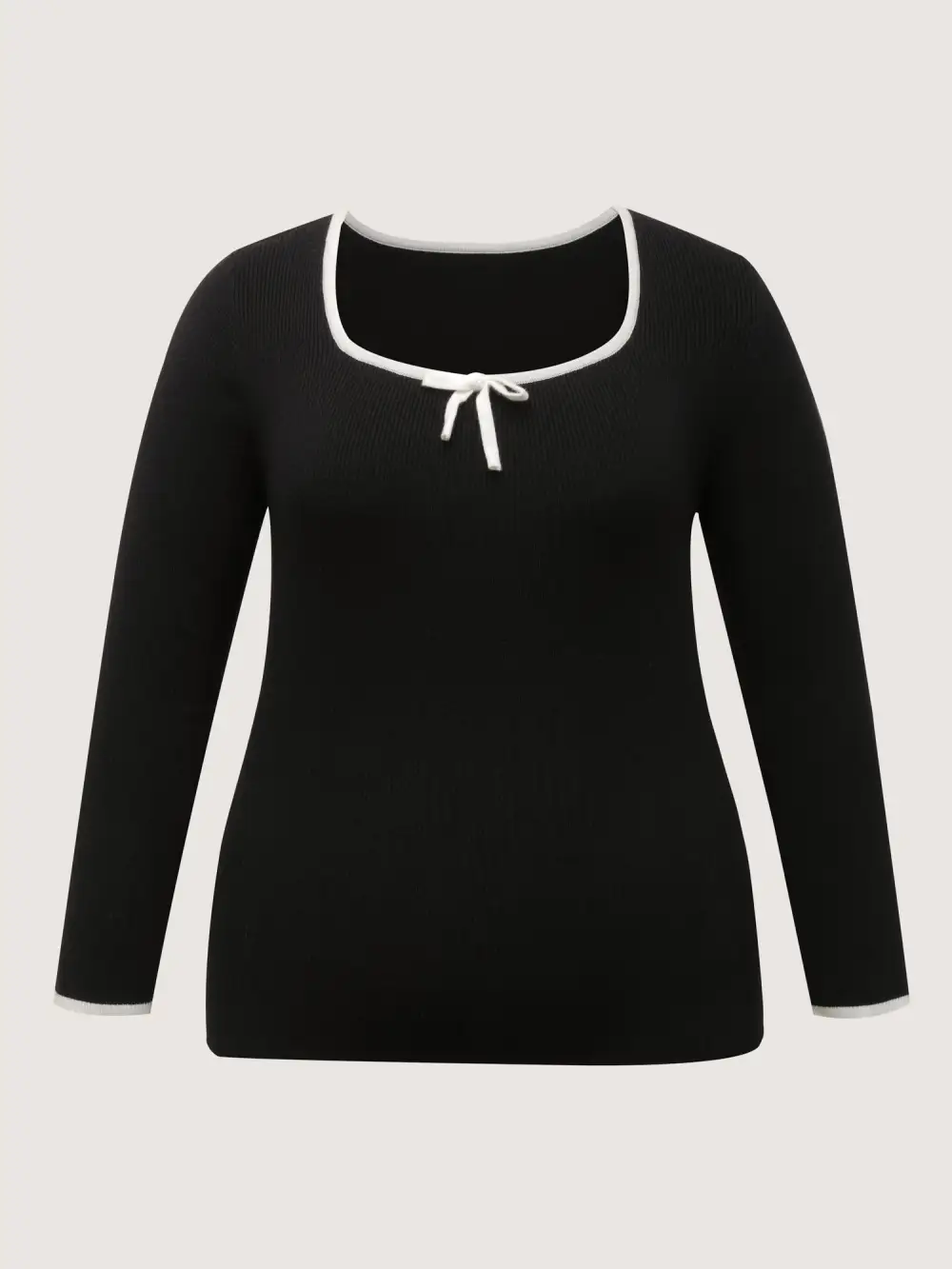 Square Neck Bowknot Fitted Pullover