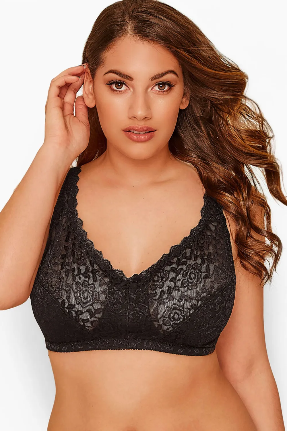 YOURS Curve Green Hi Shine Lace Non-Padded Non-Wired Full Cup Bra