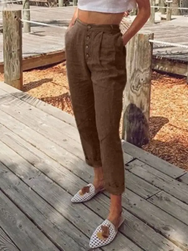 Women's Cotton Linen Fashion Simple Casual Pants