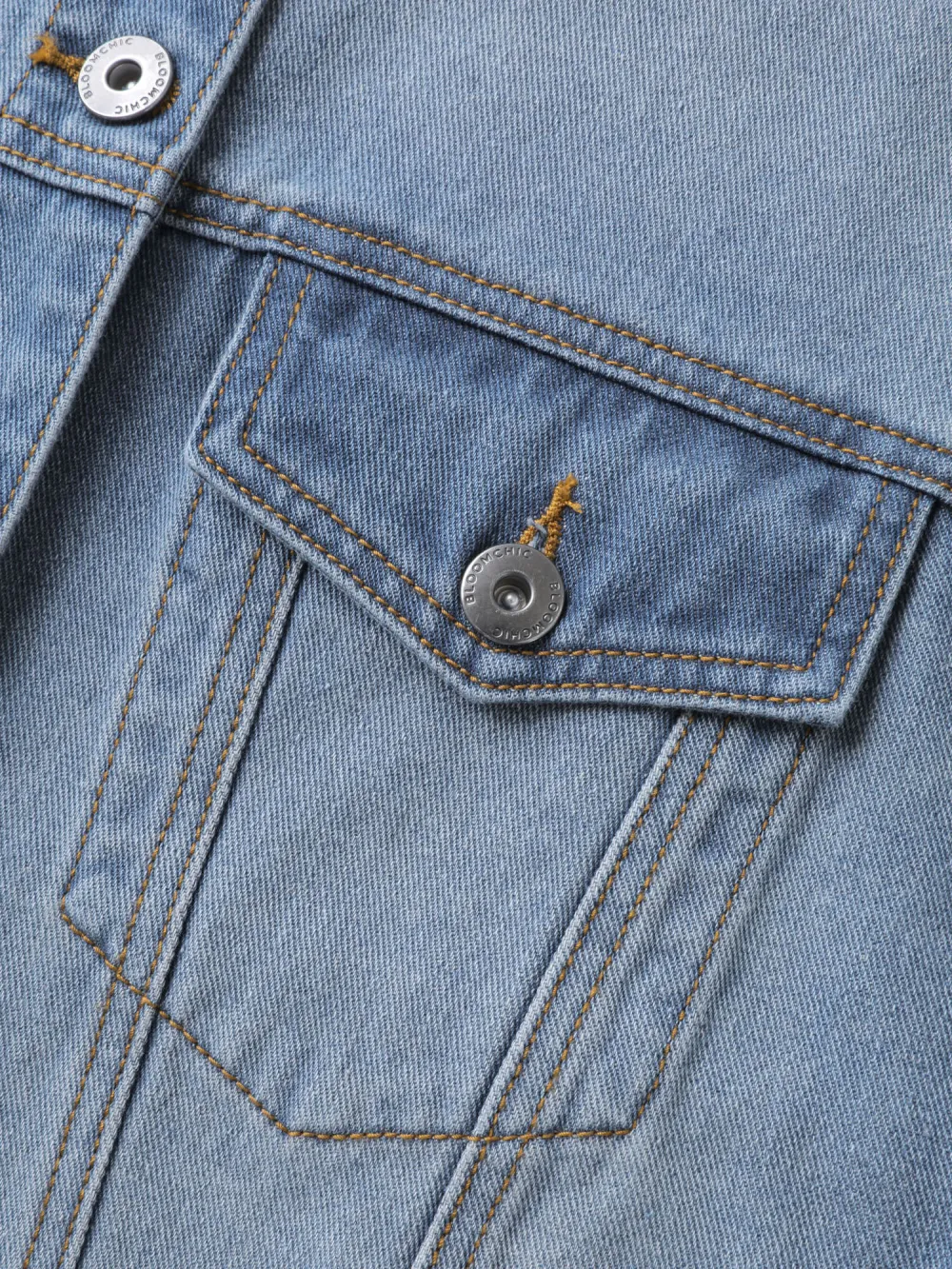 Denim Chest Flaps Cropped Jacket