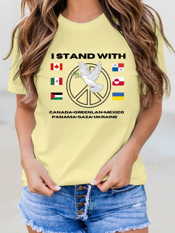 Women's I Stand With Them Short Sleeve Round Neck Pure Cotton T-Shirt