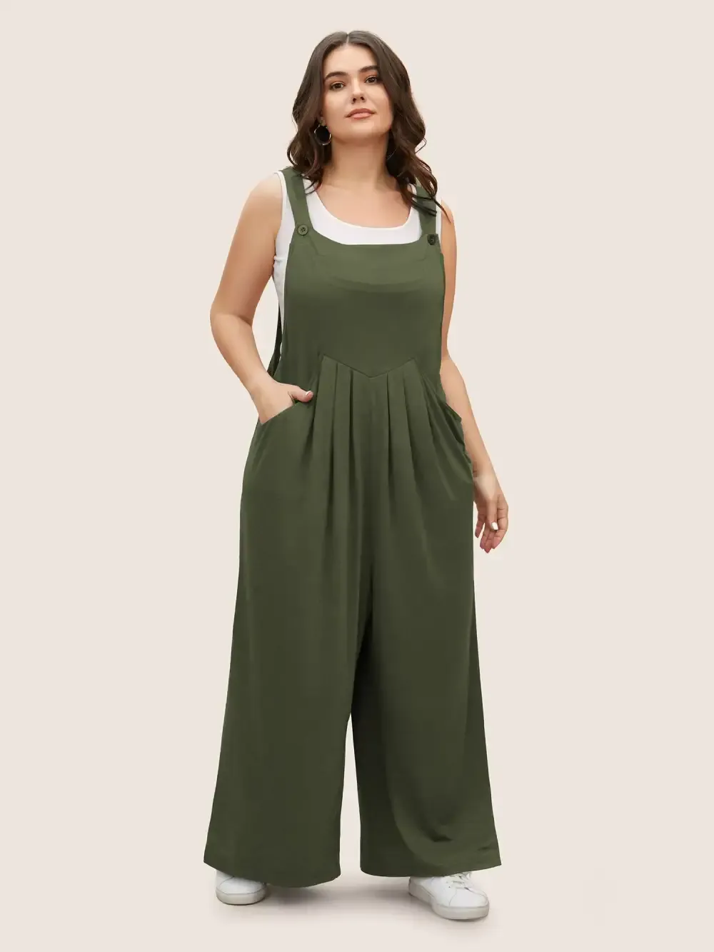 Supersoft Essentials Solid Pleated Pocket Jumpsuit