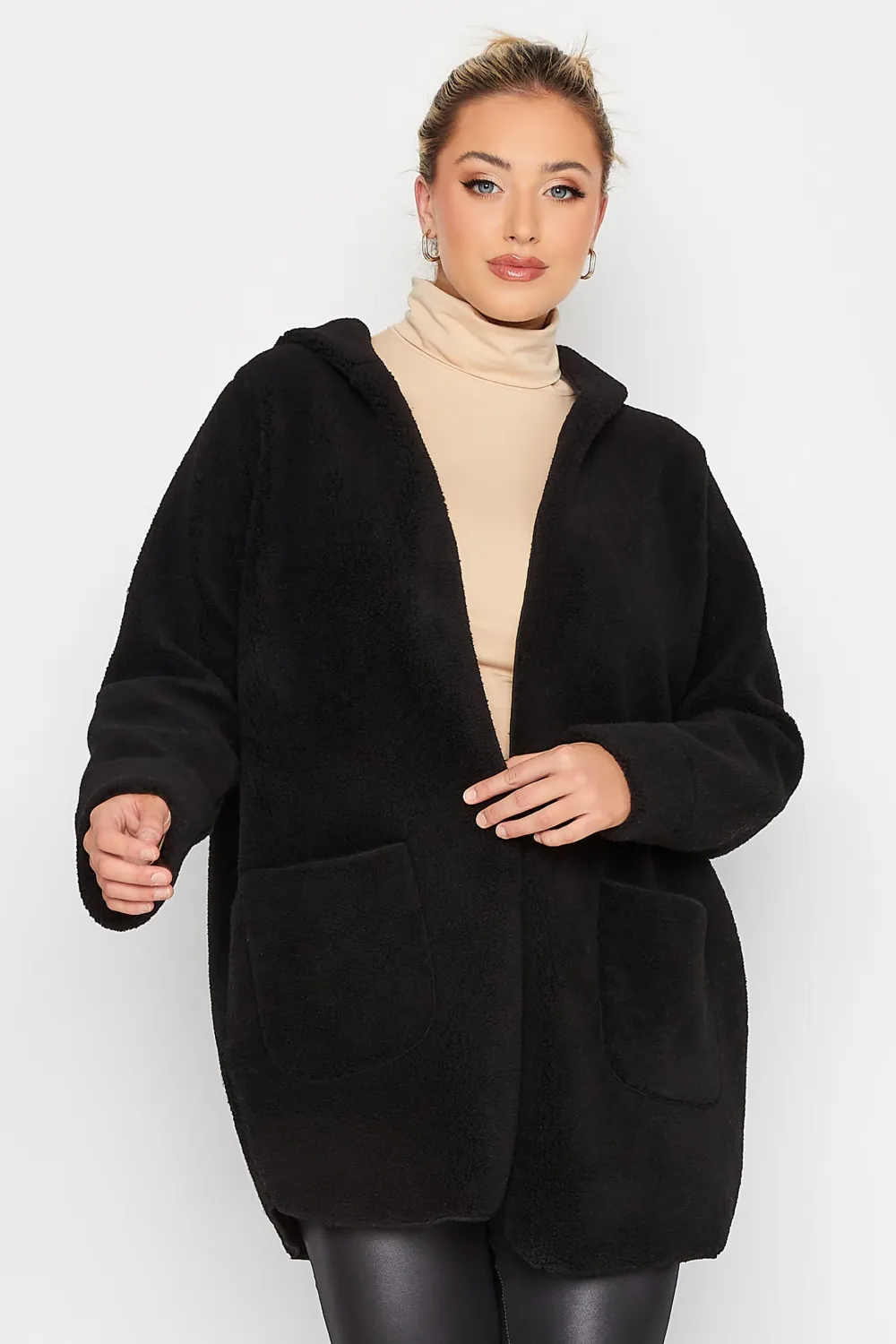 YOURS Curve Brown Teddy Hooded Jacket