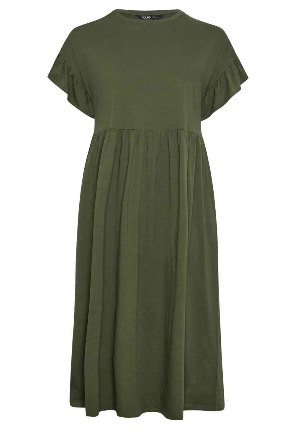 YOURS Curve Black Pure Cotton Frill Sleeve Midaxi Dress