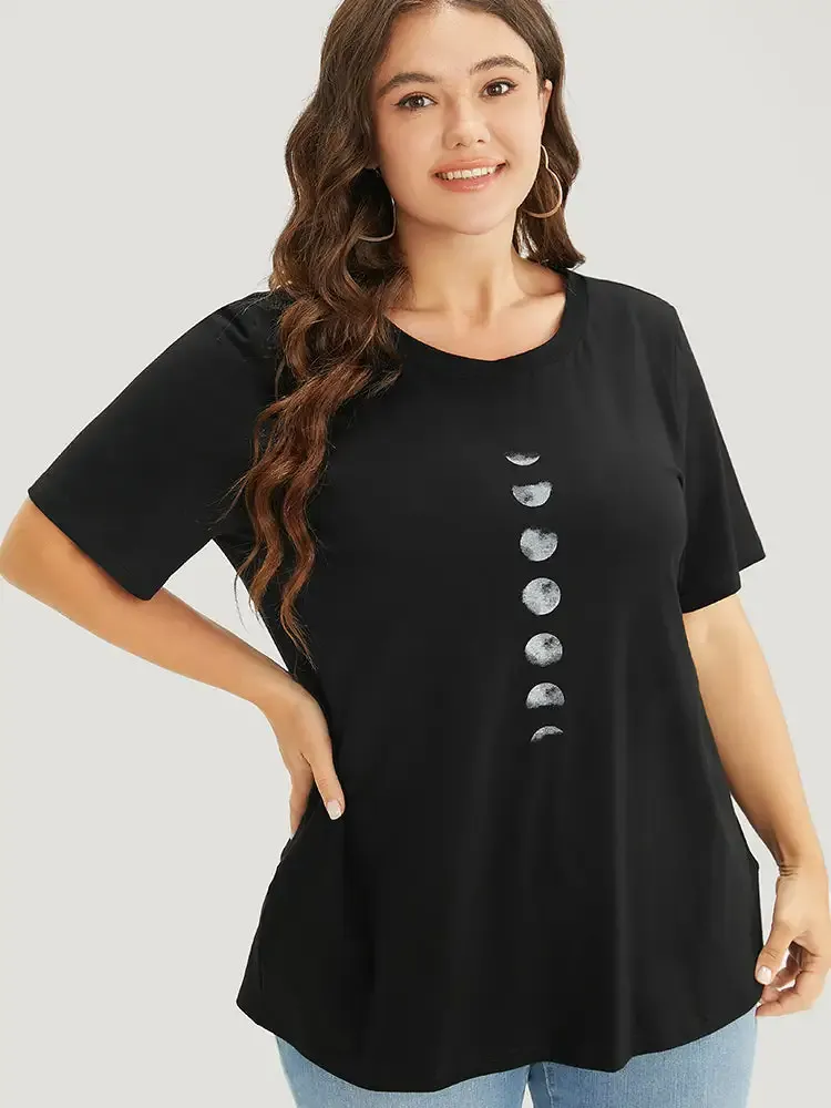 Moon Print Short Sleeve T-shirt