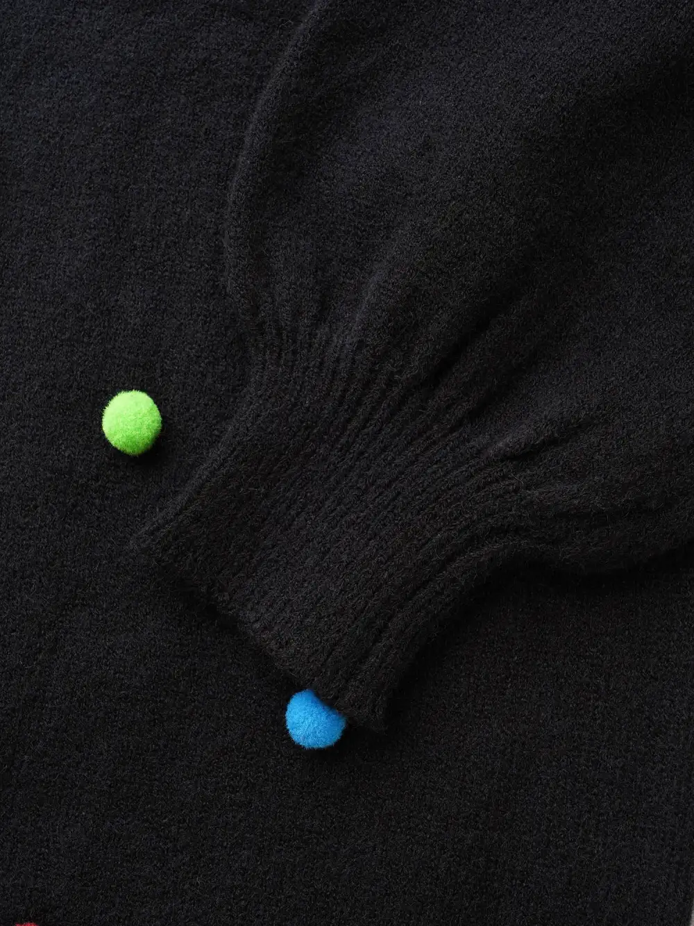 Colored Fluffy Ball Drop Shoulder Pullover