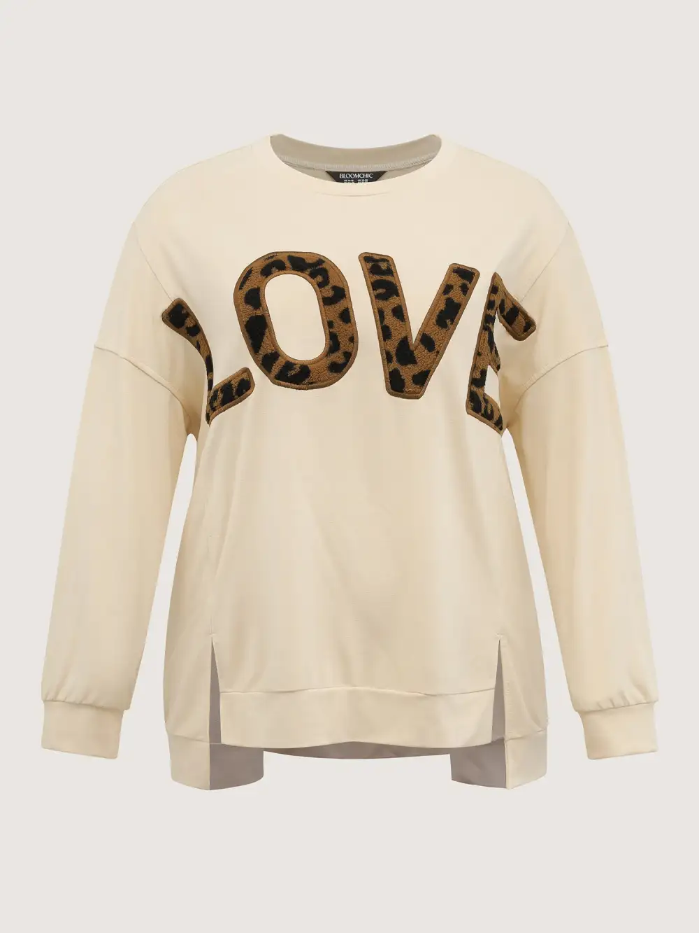 Wild Love Print Slit Hem Sweatshirt