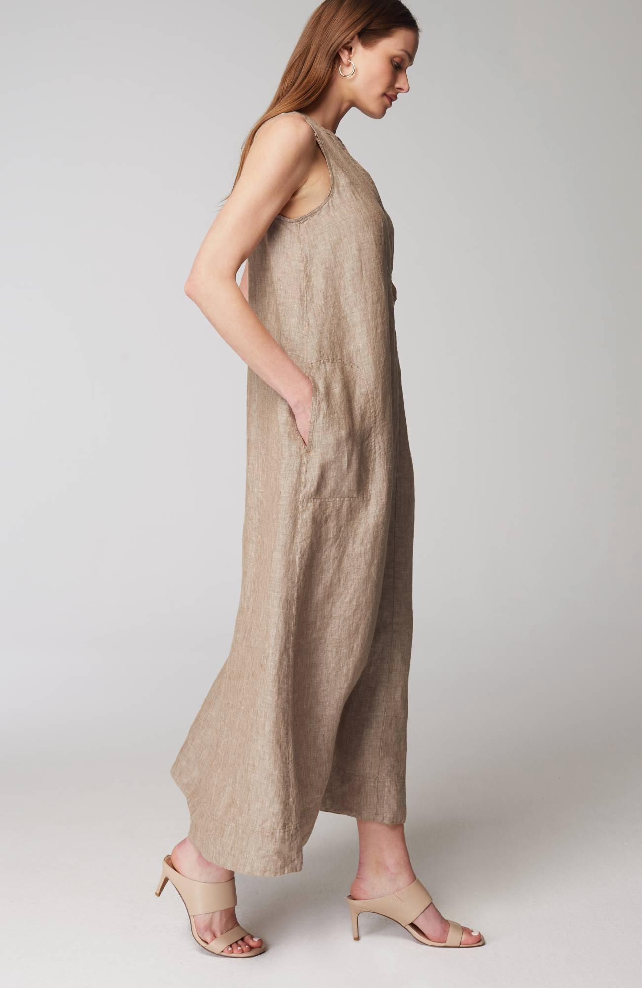 Pleated Linen Maxi Dress